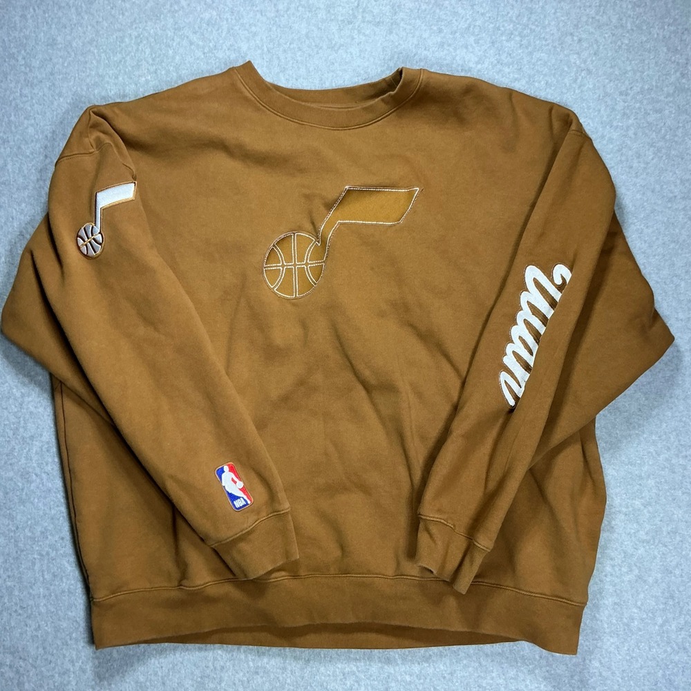 Utah Jazz NBA Crewneck Sweatshirt Brown Chenille Patch 3XL Mens